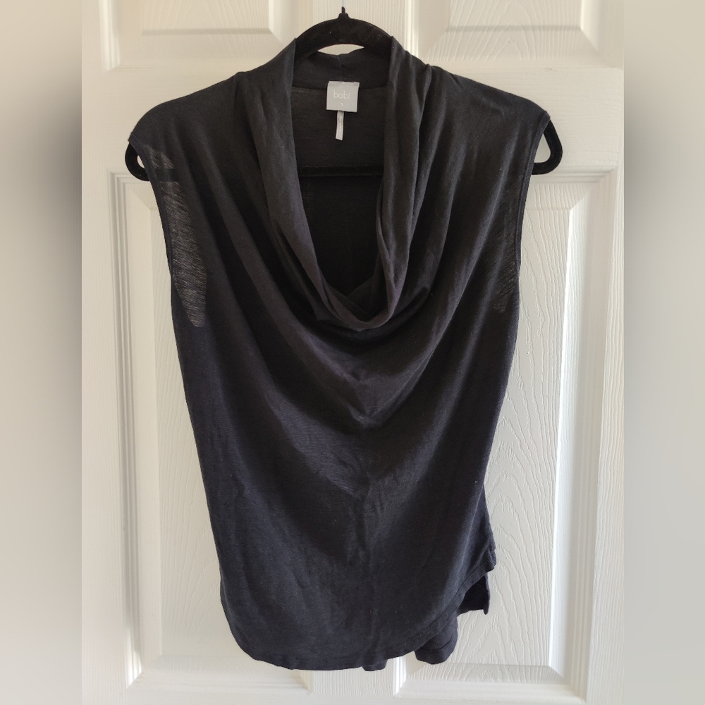 Cowl neck tank top, bobi, black, S